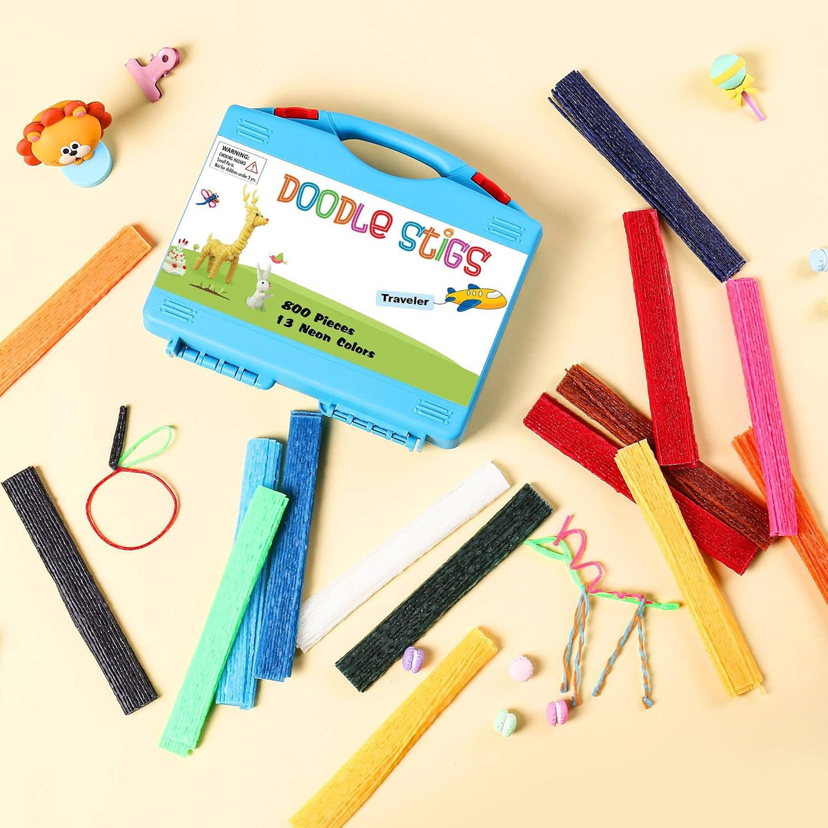 CALPALMY (800 PCS Wax Sticks for Kids, Bendable Wax Yarn Sticks - 6"Wax Sticks (800PCS) / Multicolors/Blue Box - image 4