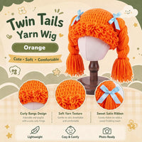 Halloween Cabbage Costume Yarn Wig - Orange 4 / Long Braided Pigtails - image 2
