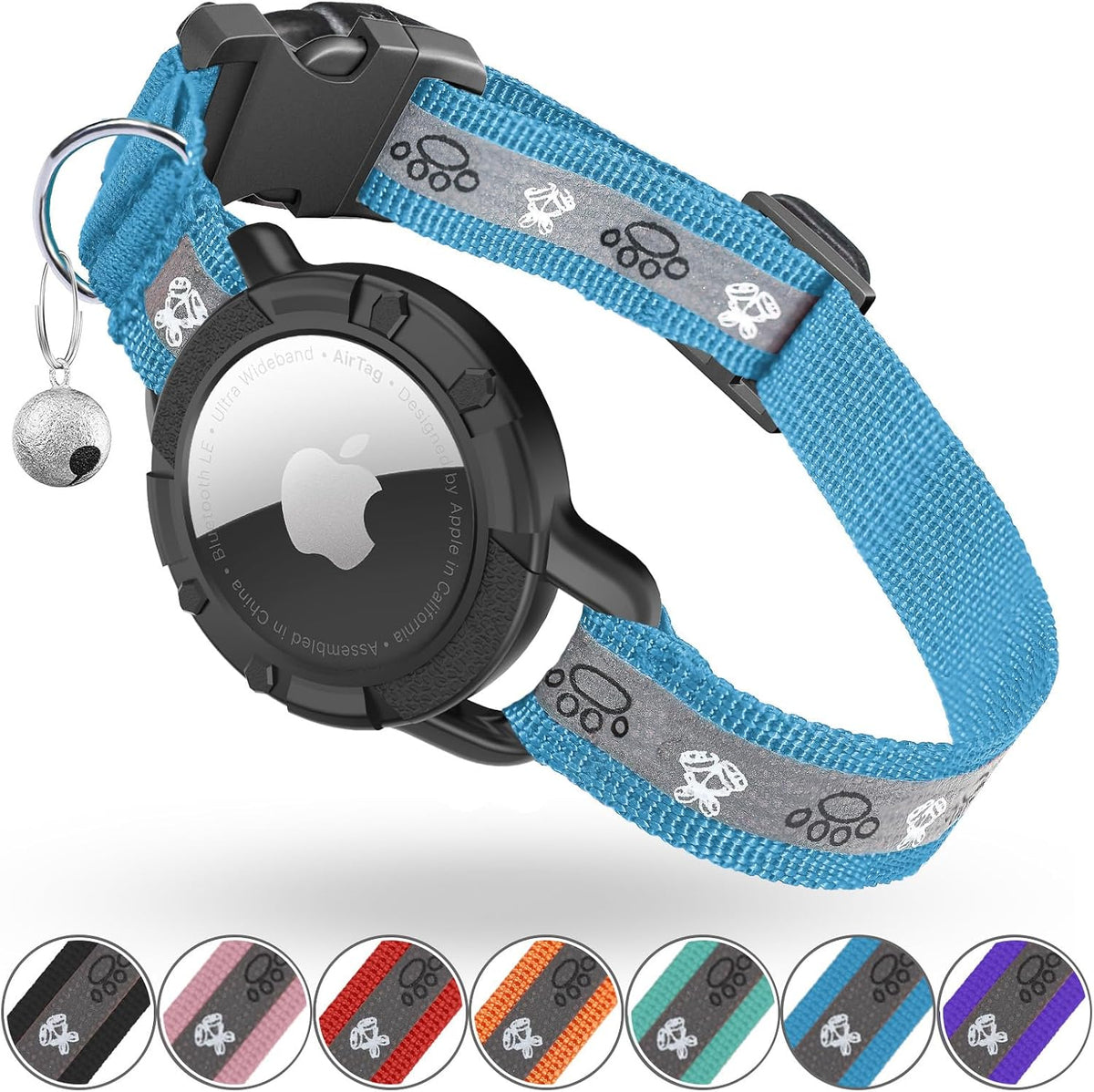 Reflective AirTag Cat Collar - Blue / S(9"-13")