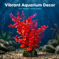 Mipukbay Red Aquarium Plants, Artificial Plastic Fish Tank Decor - Red - image 3