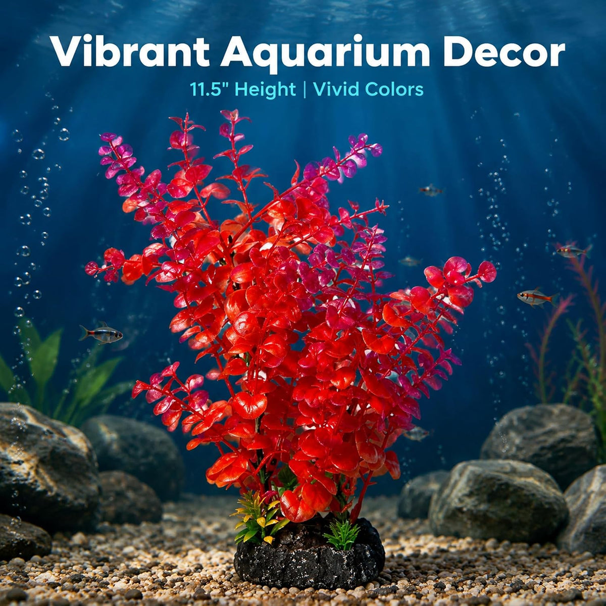 Mipukbay Red Aquarium Plants, Artificial Plastic Fish Tank Decor - Red - image 3