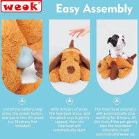 Heartbeat Puppy Toy, Comfort Cuddler Pillow, Dog Anxiety Relief Calming Aid,Heartbeat Stuffed Toy for Dogs,Puppy Heartbeat Toy Sleep Aid,Dog Heartbeat Toy for Pet