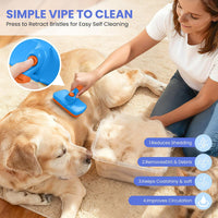 Self Cleaning Shedding Brush, Cats, and Puppies - Blue-Orange - image 4