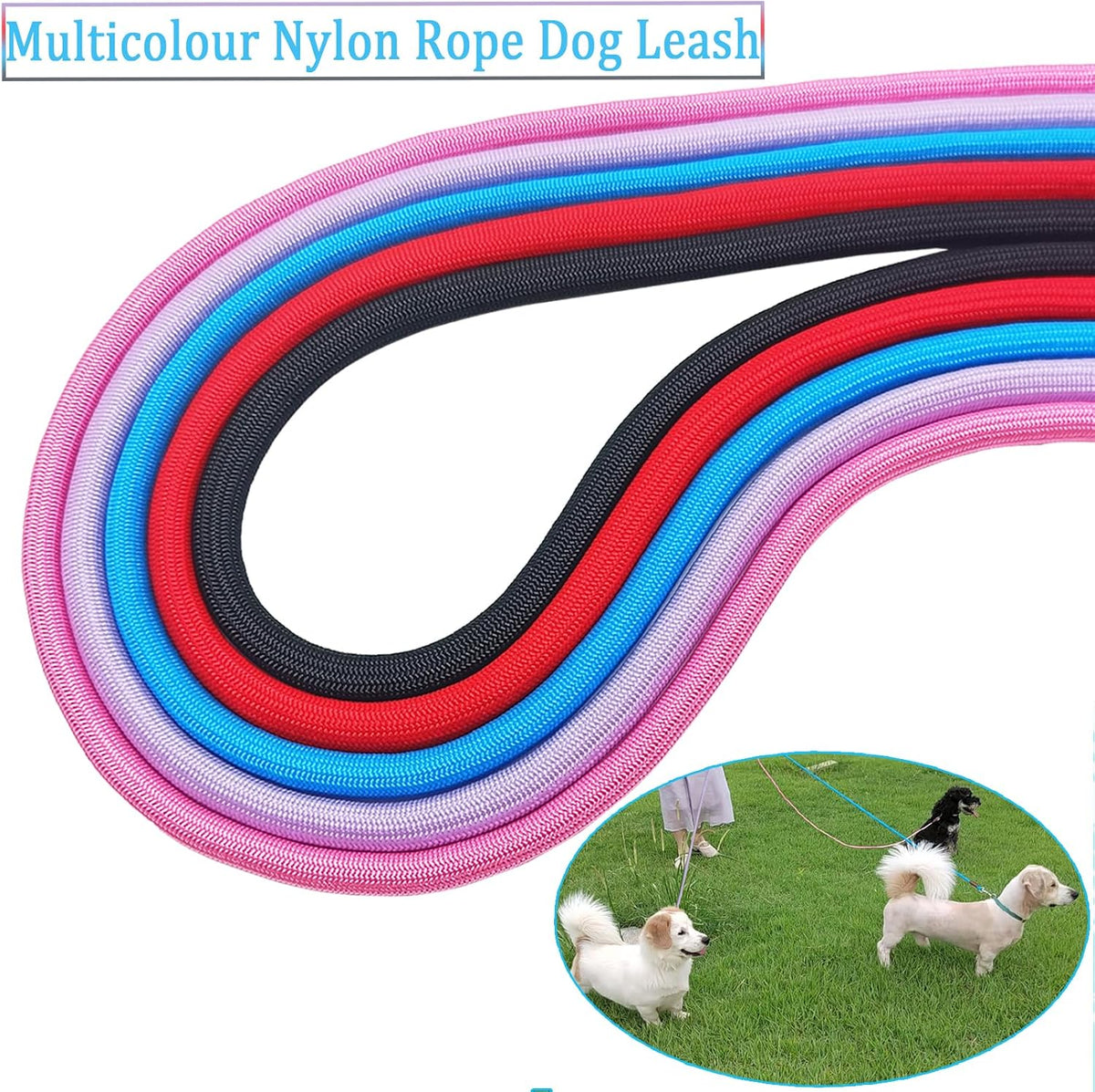 MayPaw Small Rope Dog Leash 6FT 8FT 10FT - 8ft*1/4" / black - image 3