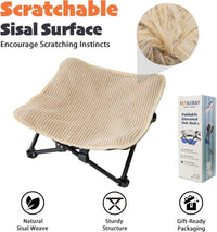 PETKARAY Foldable Cat Hammock Bed - Sisal Beige / Elevated Hammock - image 3