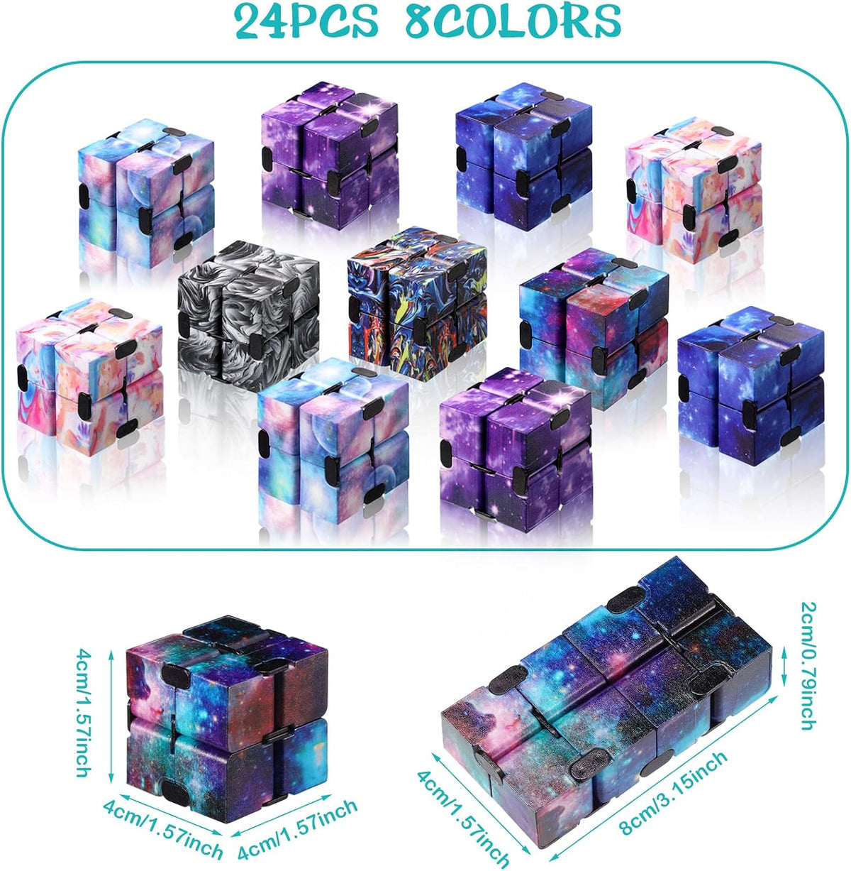 Sumind infinity cube fidget toys, 24 mini flip blocks in starry macaron colors - view 2