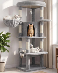 Globlazer Corner Stable Cat Tree Tower with Scratching Post, C51 - 51inch / Light Gray