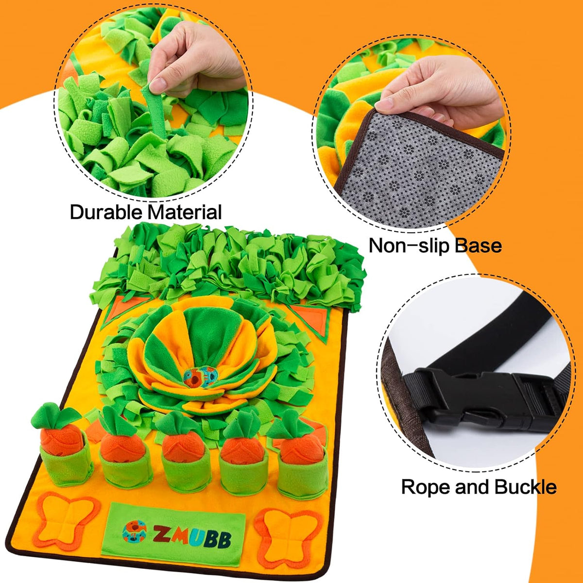 Pet Snuffle Mat for Dogs Sniff Mat Nosework Feeding Mat Slow Feeder - 31''x19'' - image 3