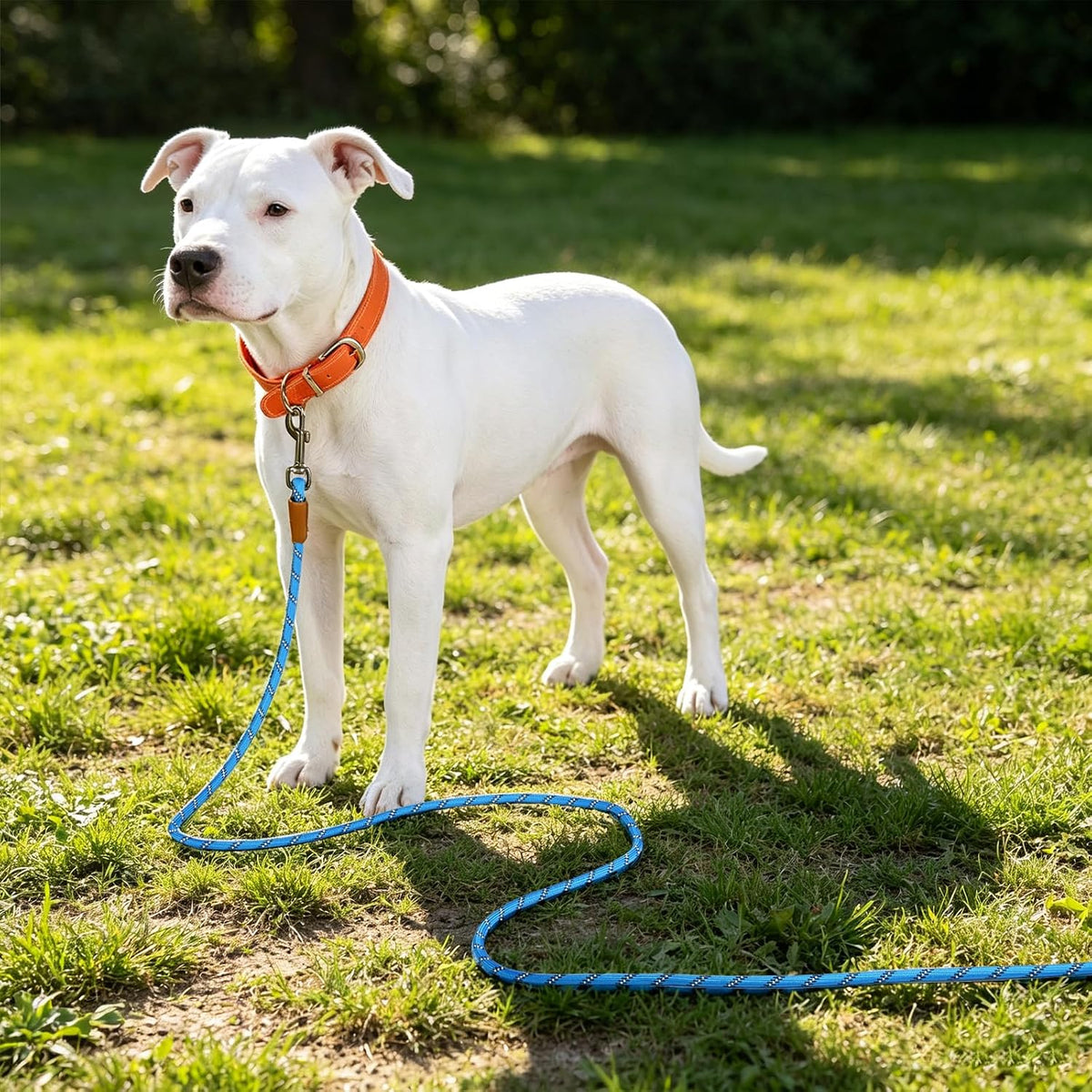Long Dog Leash Reflective Rope Training Lead 15ft 30ft 50ft Check Cord – Essentials for Dogs - Light Blue / 50ft x 3/8inch - image 2