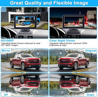 7-Inch Wireless Backup Camera for Truck - 2 Channel, DIY Grid Lines, HD 1080P, Night Vision, IP69K Waterproof, Backup Camera for Truck, Pickup, Trailer, Cars - Parking Safety & Towing Assistance