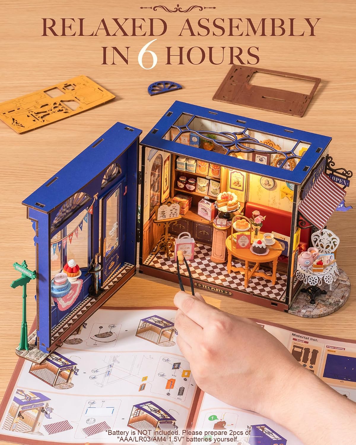 Rolife Bakery Shop DIY Miniature Dollhouse Kit Creative Gift - Leisure Time Tea Room - image 4