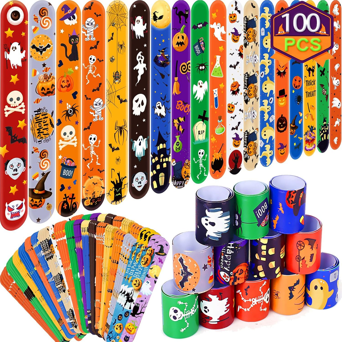 Halloween Slap Bracelets for Kids - 100a