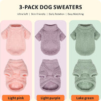 Dog Sweater, Dog Clothes for Medium Dogs Male or Boy - Light pink+Lake green+Light purple / Large - image 3