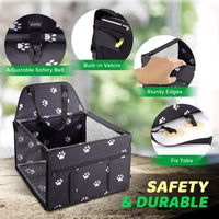 GENORTH Dog Car Seats for Small and Medium Dogs - Black Paw Print / Up to 20 lb - image 2