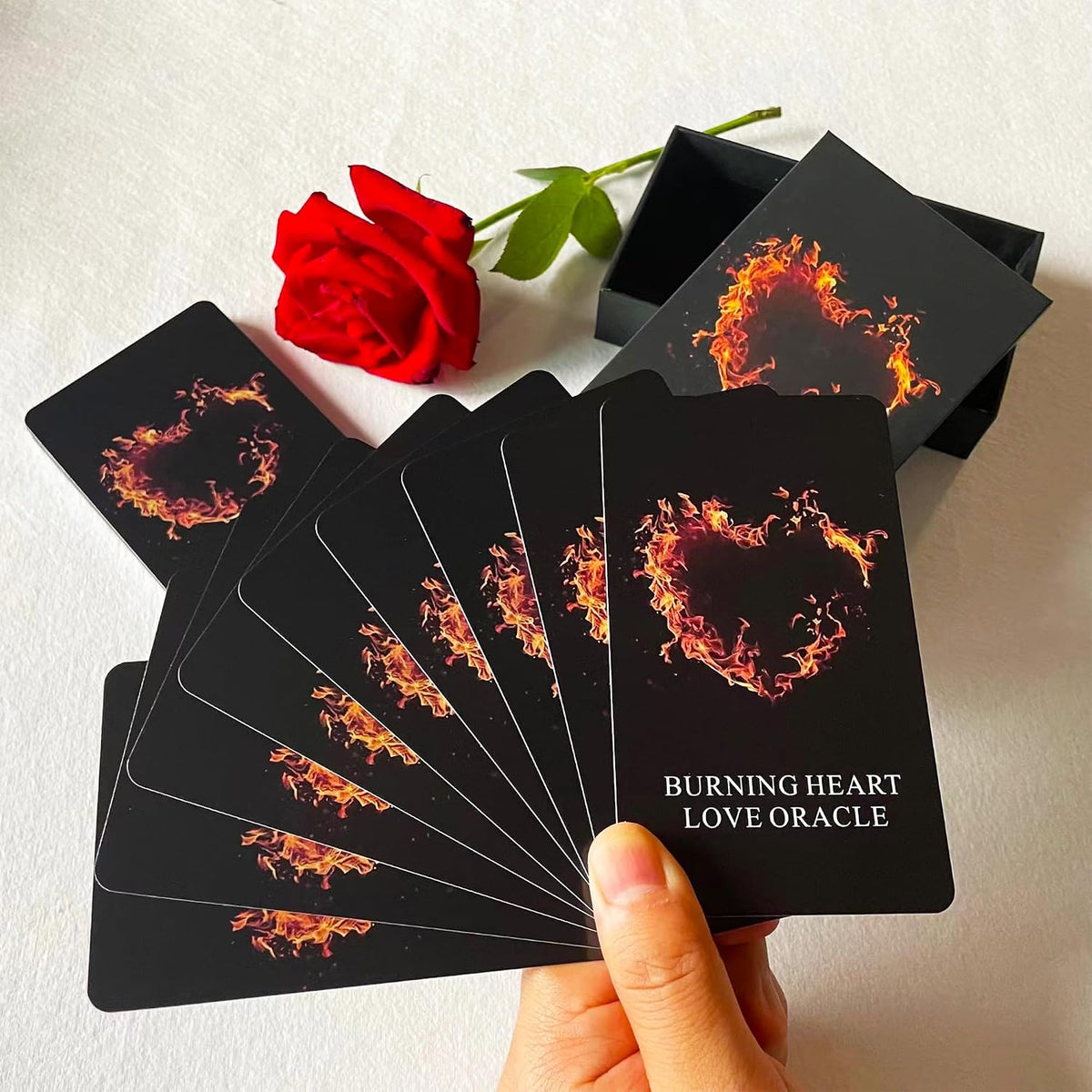 QUEENOFPAIN Burning Heart love oracle cards deck with 54 poker-sized cards and box - view 4