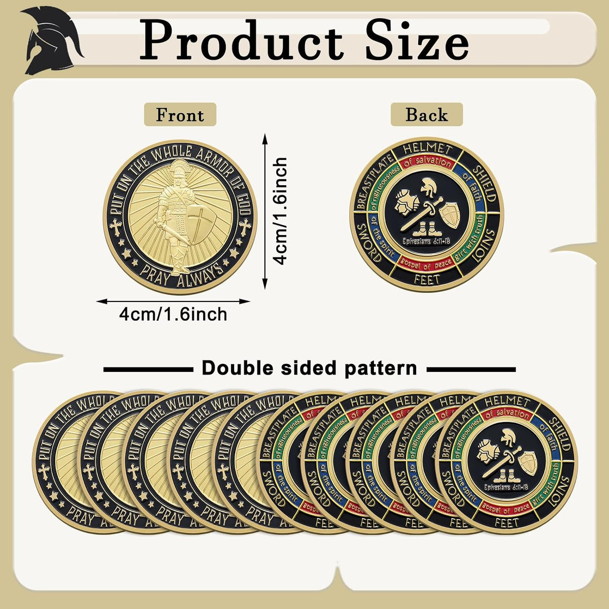 Nosiny 10 piece armor of God prayer coins in classic style alloy metal - view 29