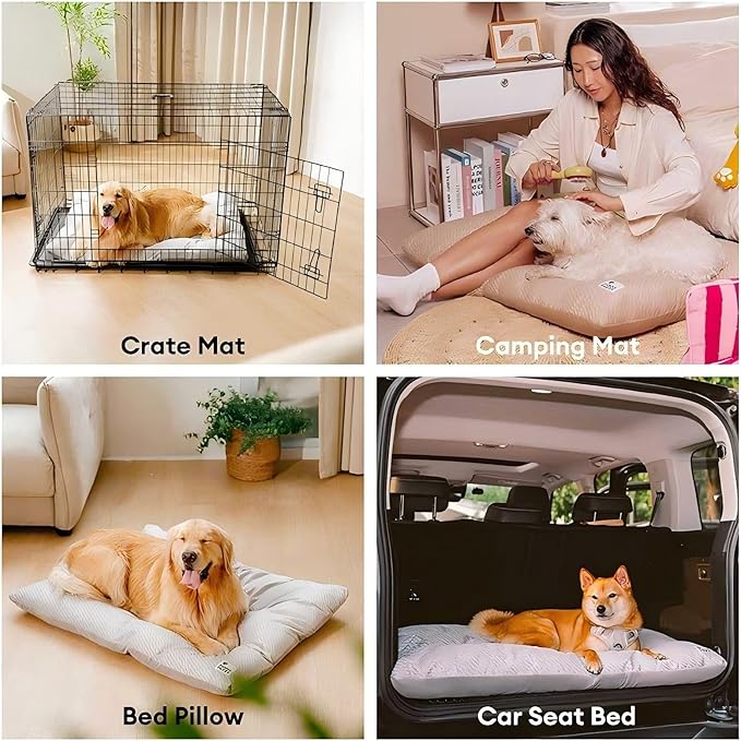 FUNNY FUZZY 2 in 1 Dog Bed Crate Pad Mat, Washable Reversible Pet Floor Mats,Fluffy Kennel Pad for Small Large Sized Dog,Indoor Cats,Sleeping Mattress, 23.6" × 17.9", Midnight Blue