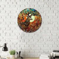 Lygond Metal Sign Tin Sign Circular Stained Glass Deer Vintage Metal Sign for Garage 8×8 Inches