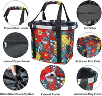 Bicycle Basket Dog Bike Handlebar Basket Front - Red Flower - image 4