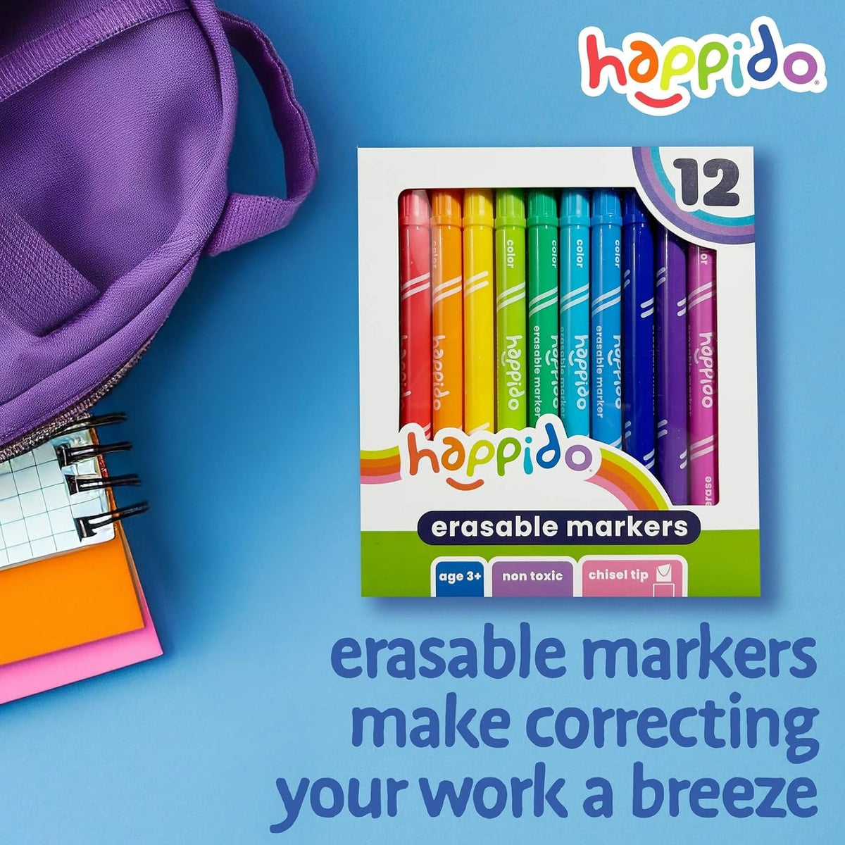 International Arrivals Happido Double-Sided Markers for Kids - 12 Count - Erasable Double Ended - image 3