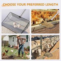 10inch Large Chicken Poop Scooper,36 to 67" Adjustable Long Chicken Coop Litter Metal Scoop with Stainless Steel Handle,5-in-1 Detachable Poop Shovel for Sand,Pet,Chicken,Cat Cleaning Tools.