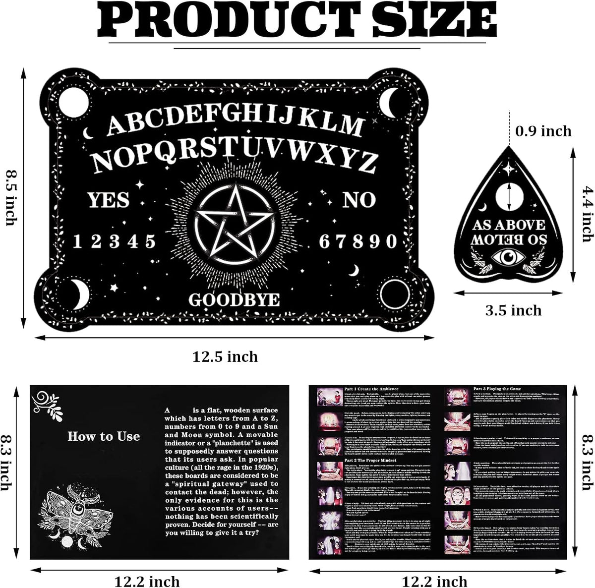 Threan Pendulum Board with Amethyst Pendulum Star Style Planchette Set – Fun for Kids & Family - Star Style - image 2