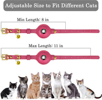 OOPSDOGGY Leather AirTag Cat Collar with Bell - Pink - image 4