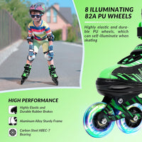 Adjustable Inline Skates for Kids Ages 4-12 – Fun for Kids & Family - Green & Black / Small-Little Kids(11j-13j US） - image 3