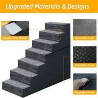 Casusv 31 inch 7-step dog stairs with washable cover for high beds - view 3