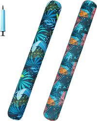 FindUWill 2-pack inflatable fabric-covered pool noodles in blue and green flower print