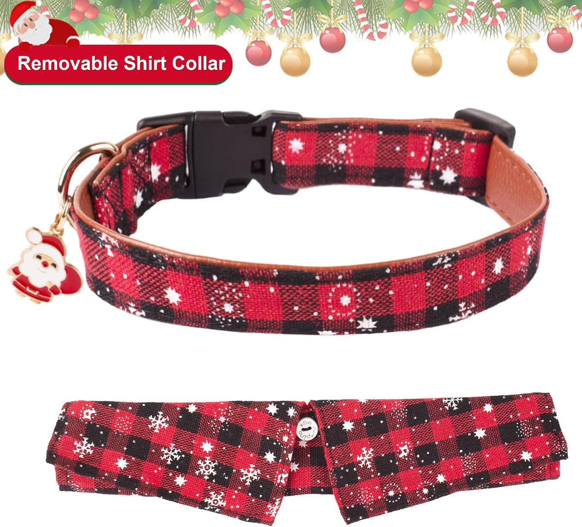 ADOGGYGO Fall Plaid Dog Collar 2 Pack, Thanksgiving Dog Bow Tie - Small / Christmas Shirt Collar - image 4