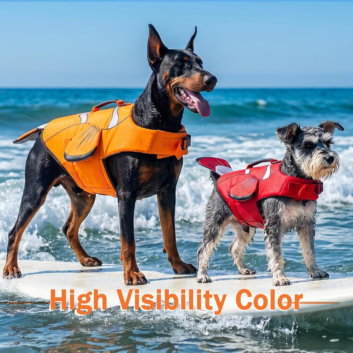 DENTRUN clownfish-shaped dog life jacket with rescue handle and bright colors - view 2