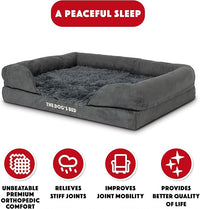 The Dog’s Bed, Medium Grey Faux Fur 30x23.5, Memory Foam, Pain Relief: Arthritis, Hip & Elbow Dysplasia, Post Surgery, Lameness, Supportive, Calming, Washable Cover, Veterinary Approved