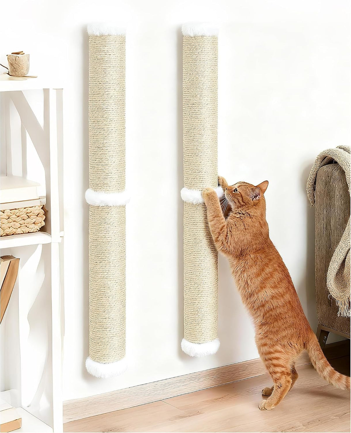 68" Wall Mounted Cat Scratcher - Beige - 2Pcs