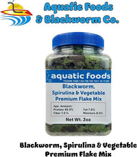 Aquatic Foods Inc. California Blackworm, Spirulina, Vegetable Premium Flakes for Discus, Cichlids All Community Tropical Fish Also Pellet Mix, Wafer Mix Included…2oz