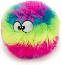 goDog Furballz Squeaky Plush Ball Dog Toy, Chew Guard Technology - Furballz (Rainbow) / Large