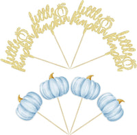 Gyufise 24Pcs Pumpkin Oh Baby Cupcake Toppers Pink Fall Pumpkin - Blue 2 - image 3