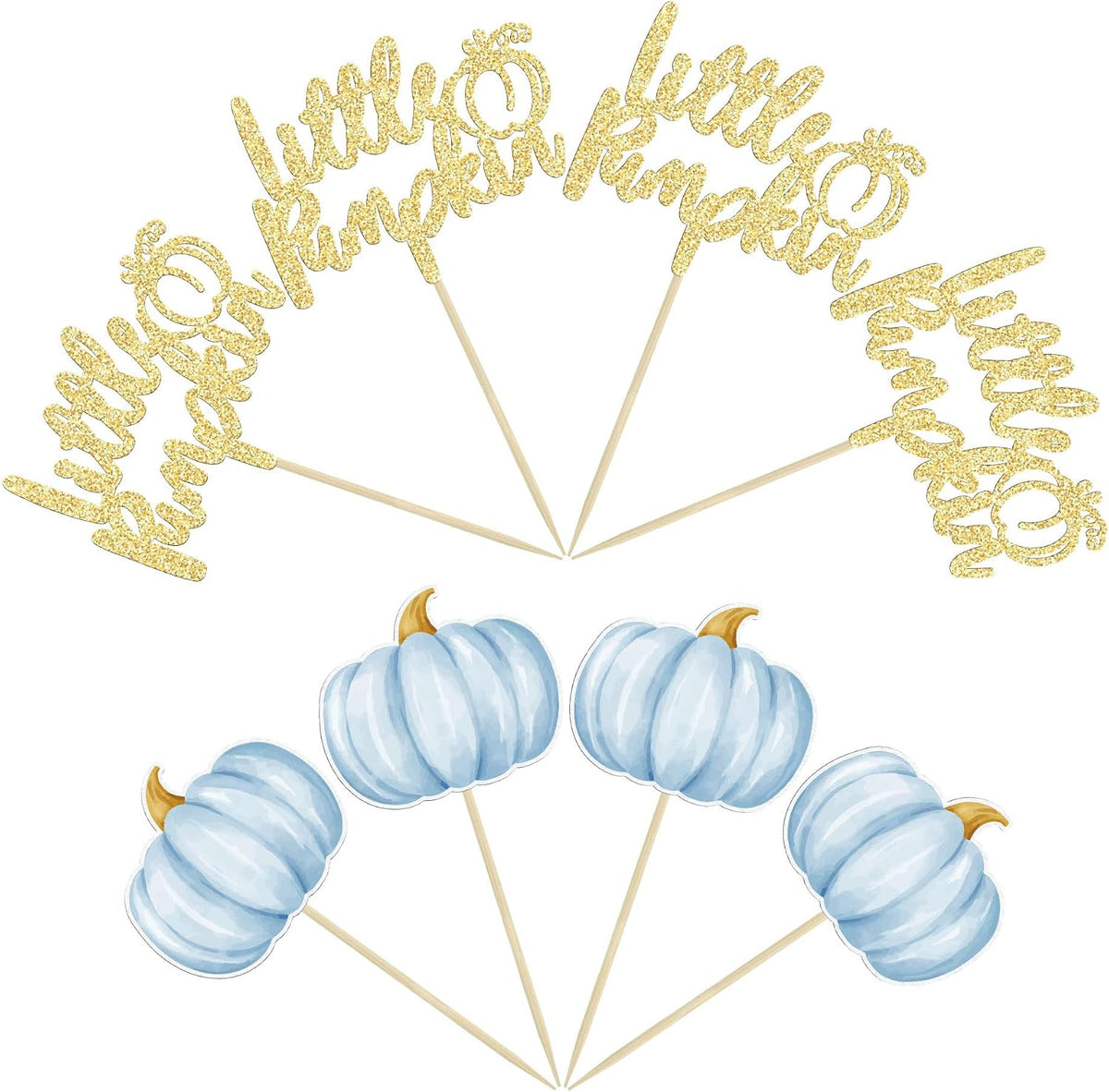Gyufise 24Pcs Pumpkin Oh Baby Cupcake Toppers Pink Fall Pumpkin - Blue 2 - image 3