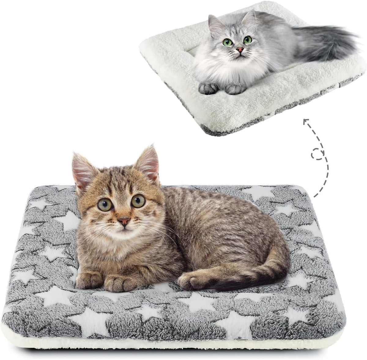 Mora Pets Cat Bed Ultra Soft Dog Crate Pad Star Print 14 x 17.5 inch - 18-Inch / Grey