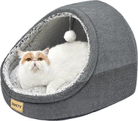 Cute Cat Beds for Indoor Cats, Cave Bed for Kittens - Large / Dark Gray