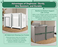 55" Extra Large Outdoor Dog House Weatherproof Wooden Doghouse Indoor for Large Breed Dogs with Anti Bite Frames with Window,10 Elevated Feet, Reinforced Bottom for Pet Up to 220LBS