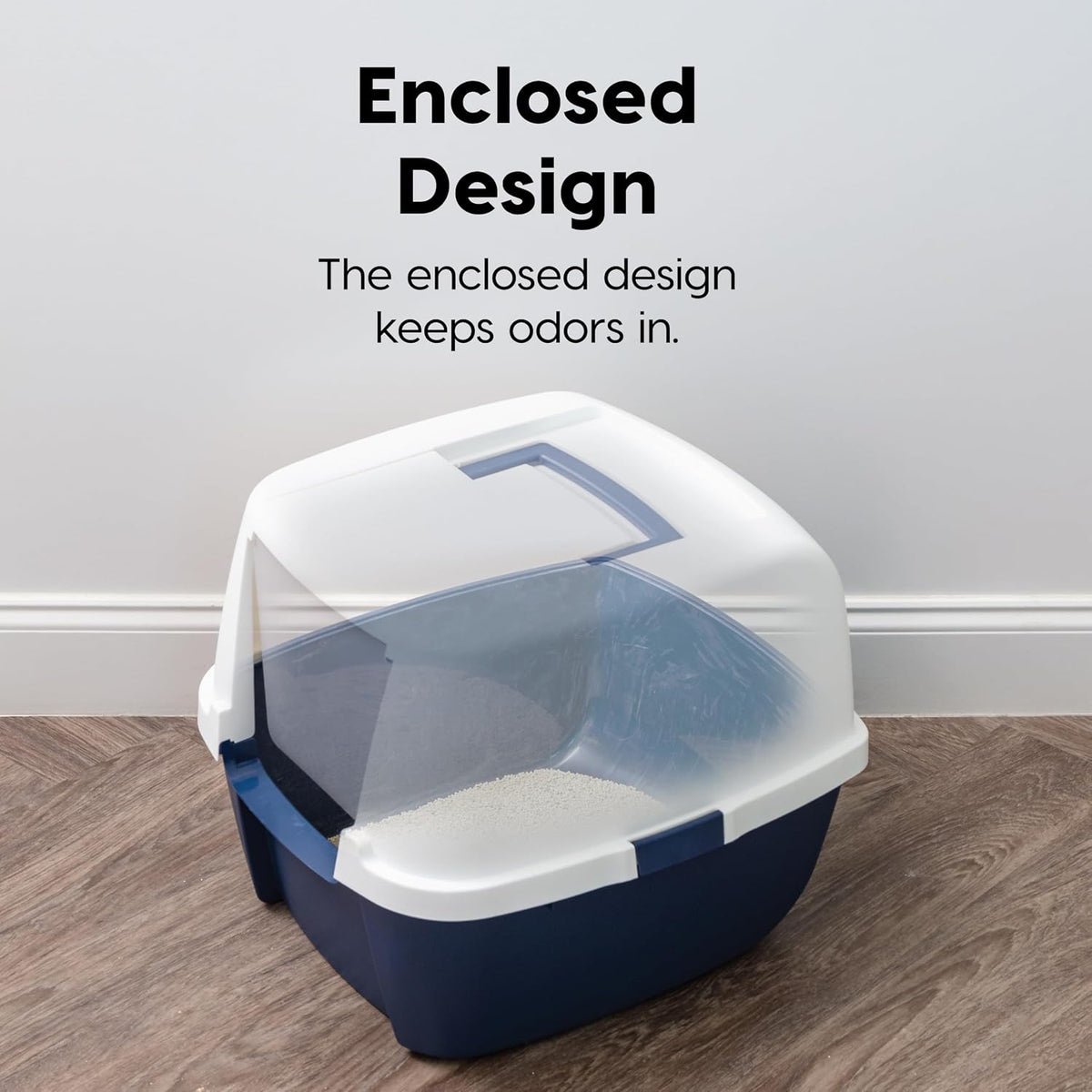 IRIS USA Large Front Door Cat Litter Box, Walk-in Entry - Jumbo Enclosed / Navy - image 4