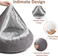 MIXJOY Small Dog Bed Cat Bed with Blanket Attached Donut Washable - Grey / 23.0"L x 23.0"W x 7.0"Th - image 3