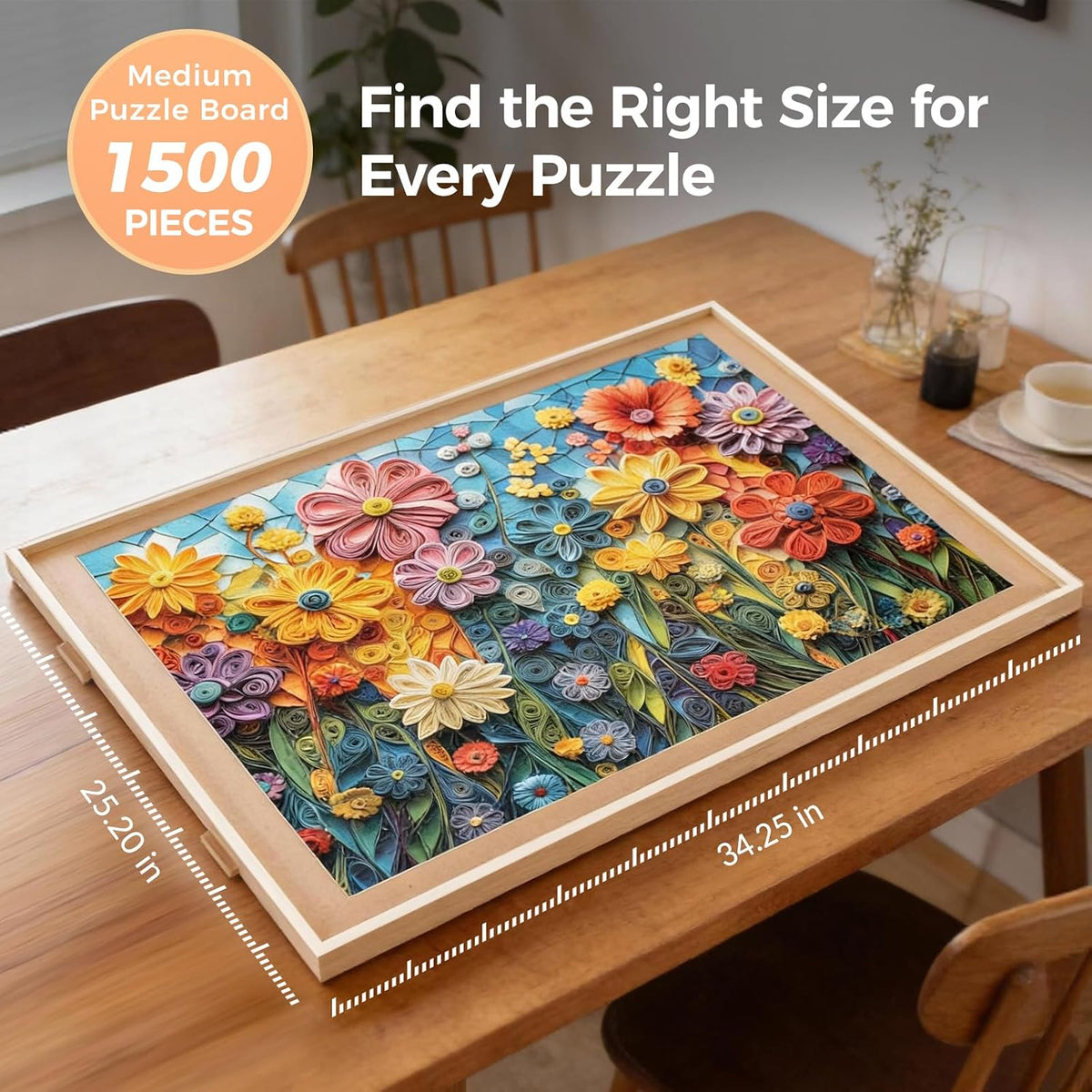 ALL4JIG 1500 Piece Rotating Puzzle Board with 4 Drawer - Natural Wood-4 Drawers / Medium-1500pcs - image 2