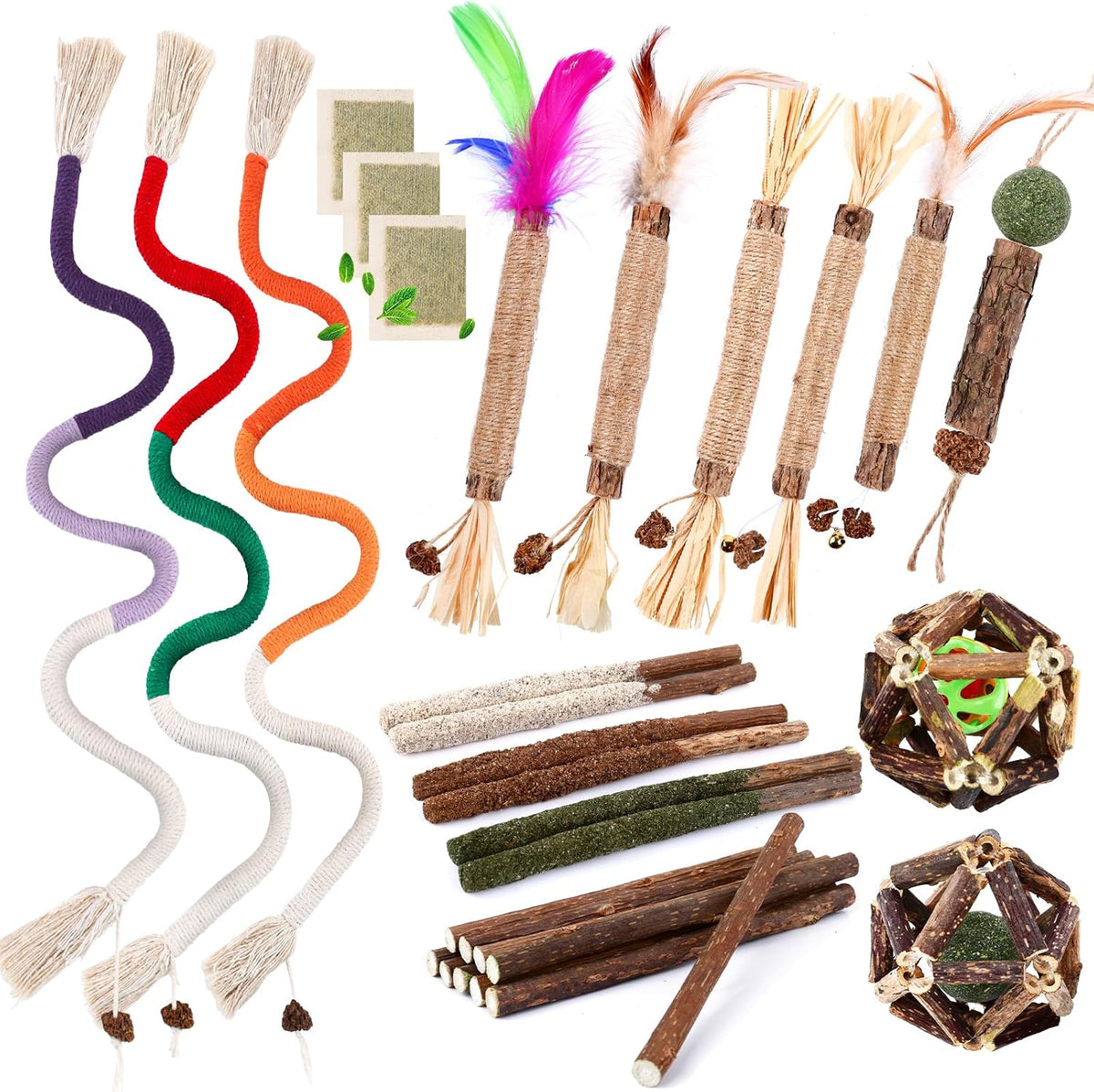 6 Pack Silvervine Sticks for Cat, Natural Catnip Toys – Essentials for Cats - 27 Pack