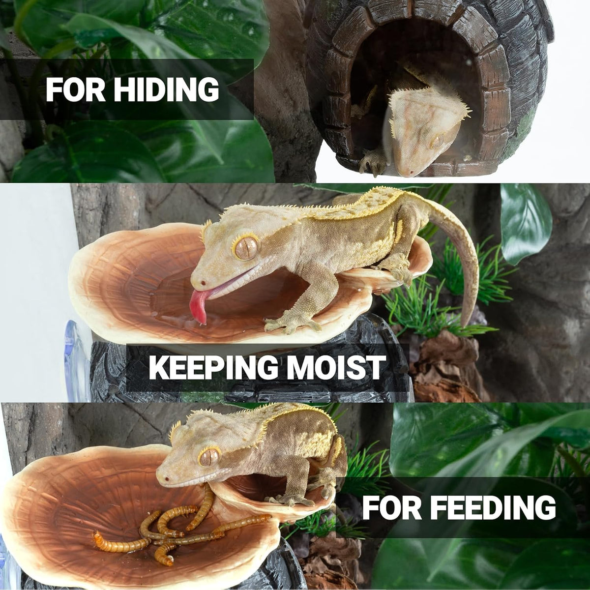 REPTI ZOO Reptile Hide, Multifunctional with Suction Cup - image 4