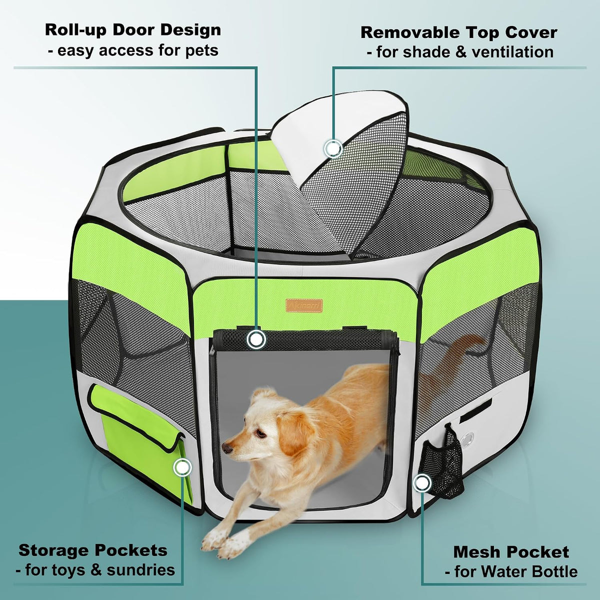 Akinerri Portable Dog Playpen - X-Large / Green - image 2