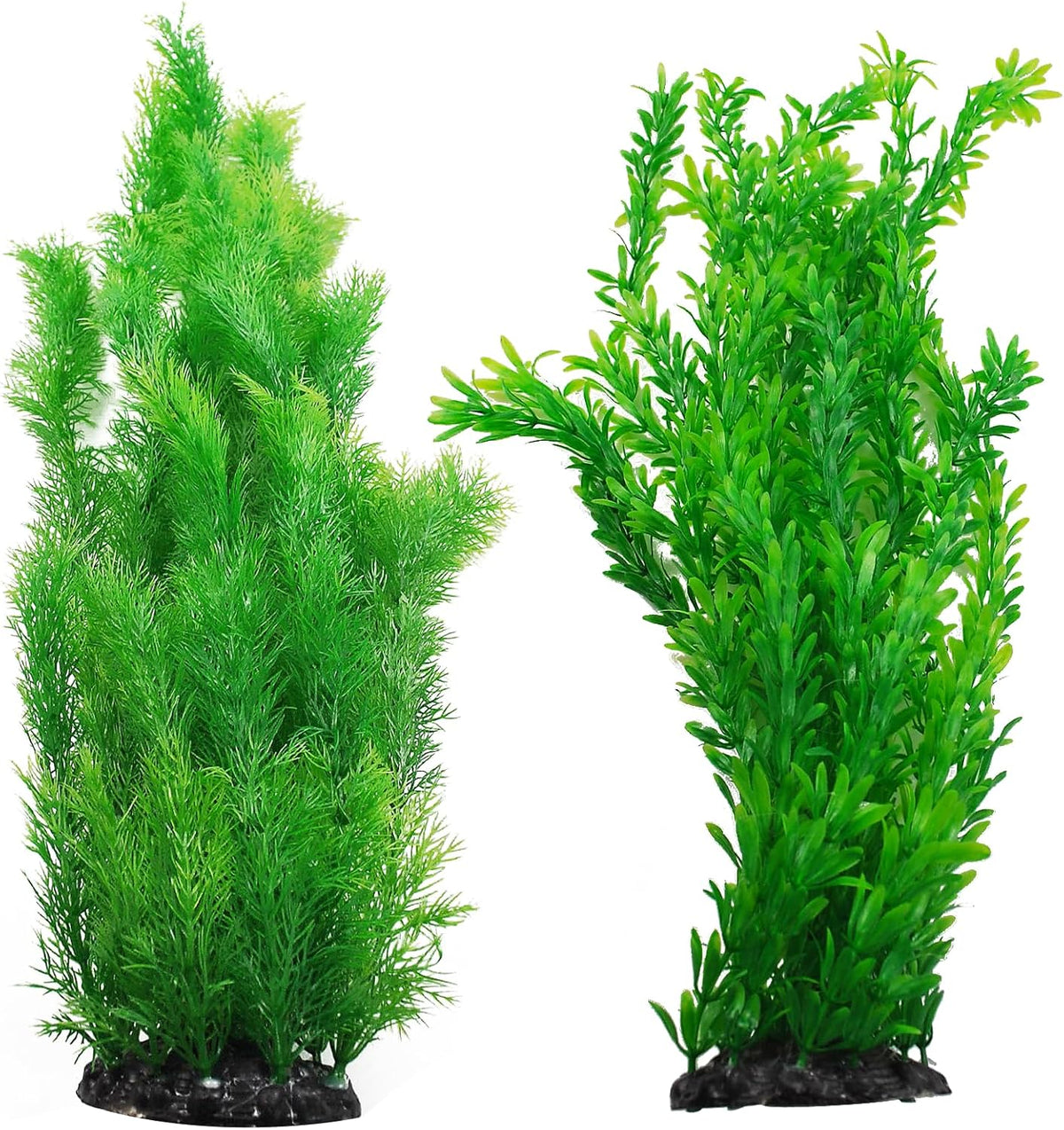 Aquarium Plants Plastic Realistic Tall Fish Tank Plant Decorations - Green (Style A)