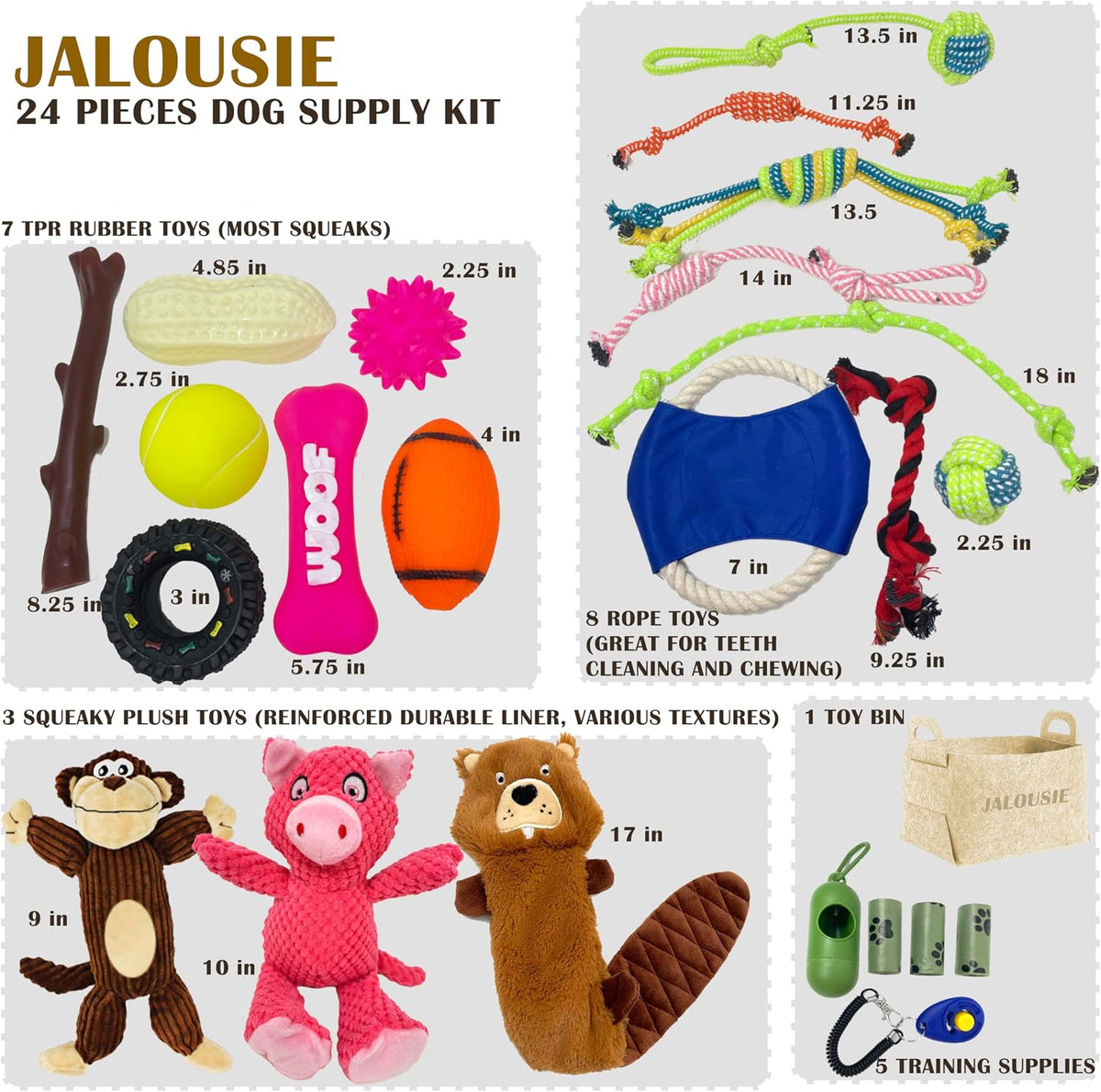 Jalousie 12 Pack Plush Animal Dog Toy - 24 PCs Gift Basket - image 2