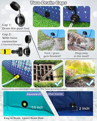 Jasonwell Foldable Dog Kiddie Pool - Hard Plastic Kids Paddling Pool Toddler Baby Swimming Pools for Backyard Collapsible Whelping Box Pet Doggie Cats Wading Pools Bathtub for Puppy Large Dogs 40In